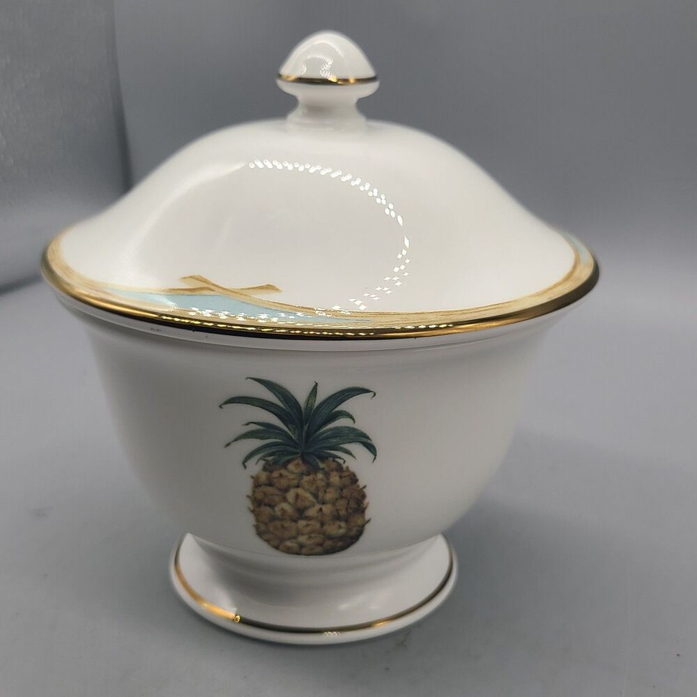 Lenox British Colonial Sugar Bowl Lid White Porcelain Pineapple Gold Trim New